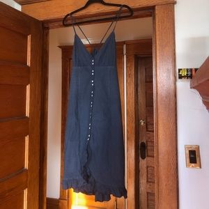 Loyale 100% Organic Cotton Navy Denim Midi Dress Made in USA